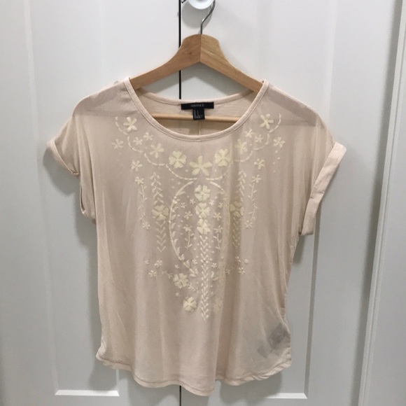 Forever 21 Textured Printed & Mesh Top - Picture 1 of 3